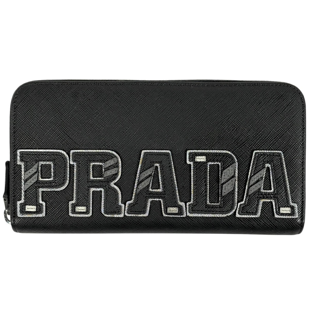 Prada Round Zip Long Wallet Saffiano Leather Nero Black